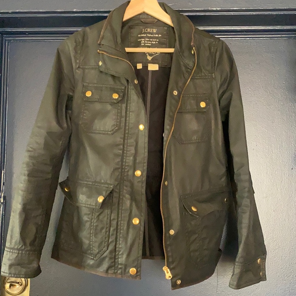 J Crew Black Waxed Field Jacket XS